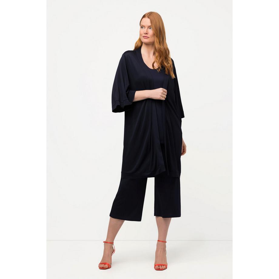 Ulla Popken Kimono Slinky Piqué Col Montant Manches Courtes  