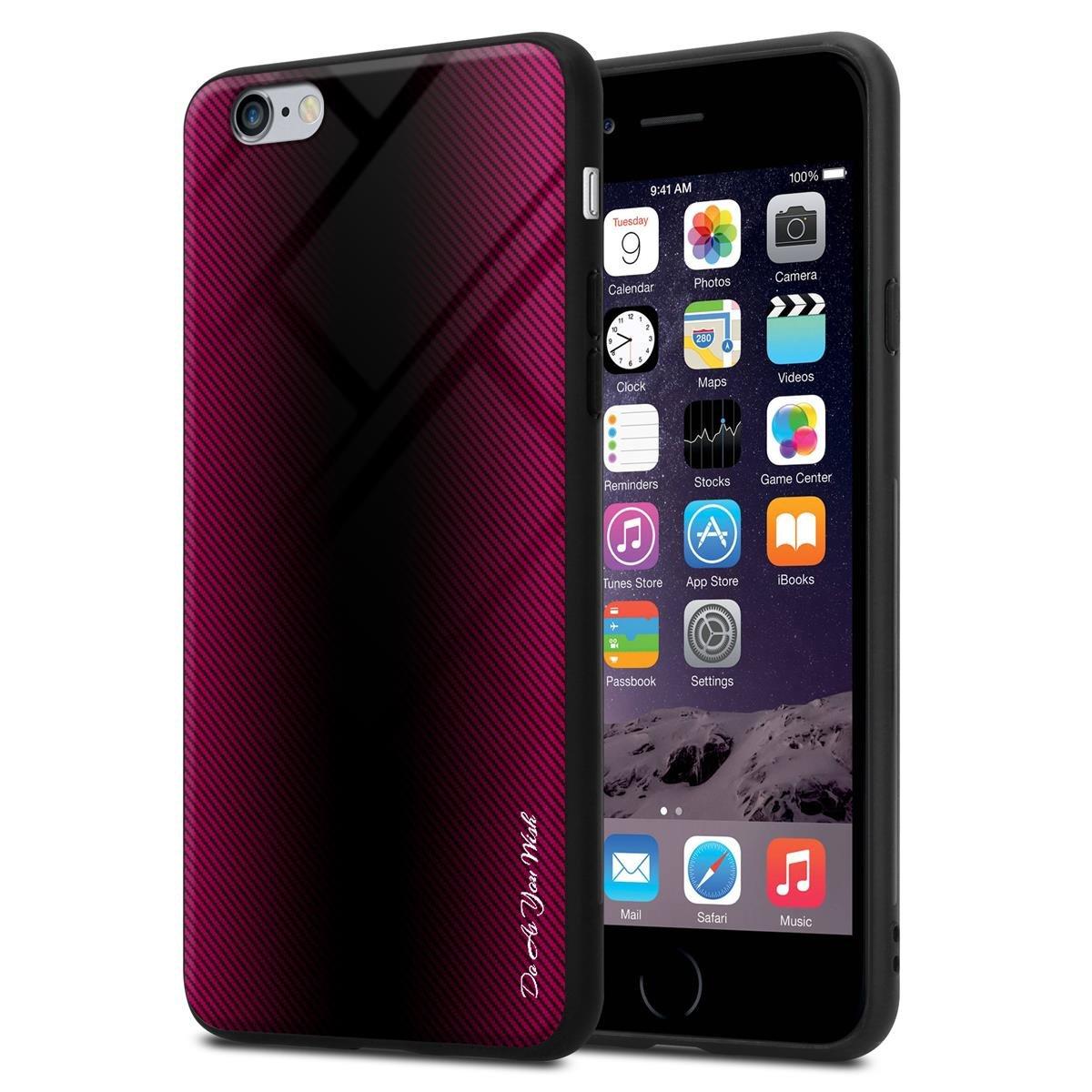 Cadorabo  Housse compatible avec Apple iPhone 6 PLUS / 6S PLUS - Aspect rayé - Coque de protection en silicone TPU et dos en verre trempé 