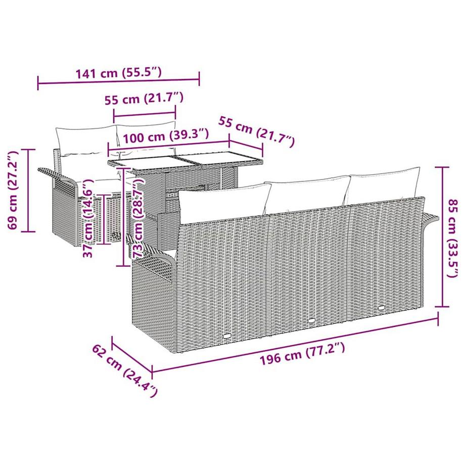 VidaXL Ensemble de meubles de jardin poly rattan  