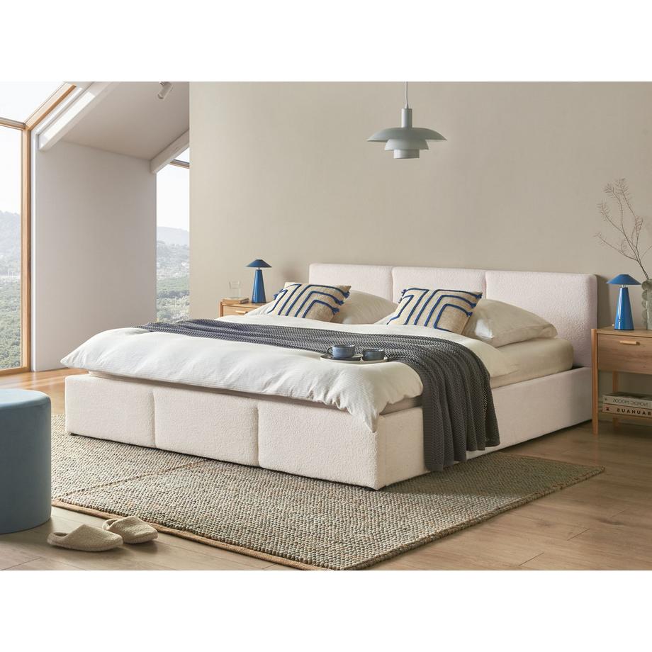 Beliani Lit ottoman en Bouclé Minimaliste BOUSSE  