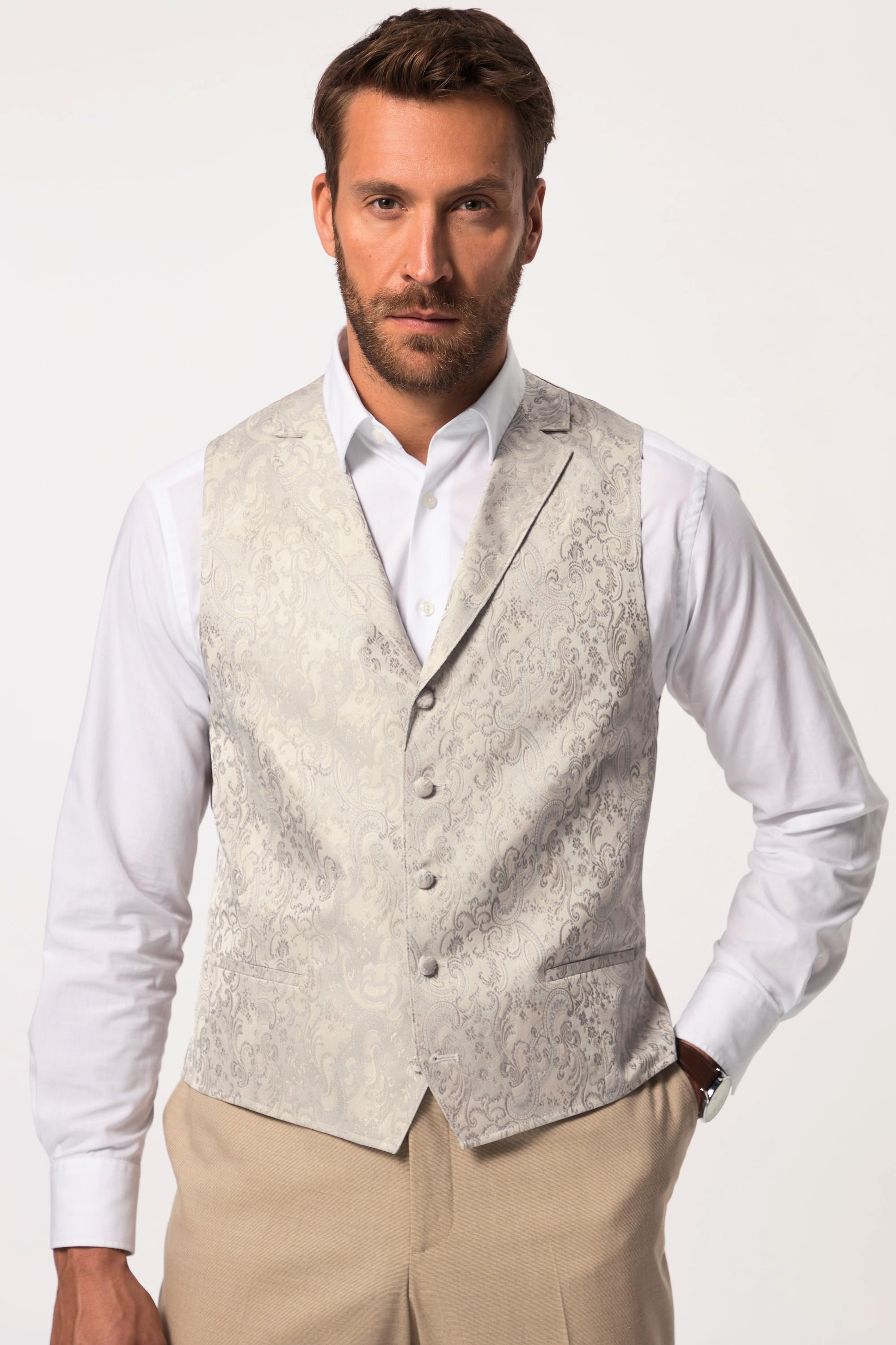 JP1880  Gilet da matrimonio in jacquard con revers e retro in fodera, fino alla tg. 72 