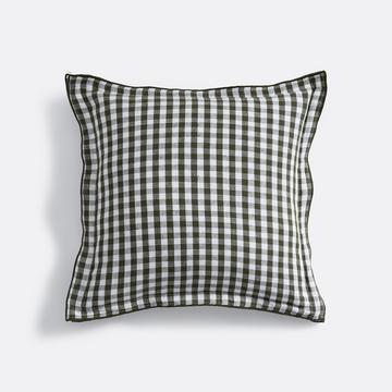 Kissenbezug Vichykaro aus Baumwolle und Leinen