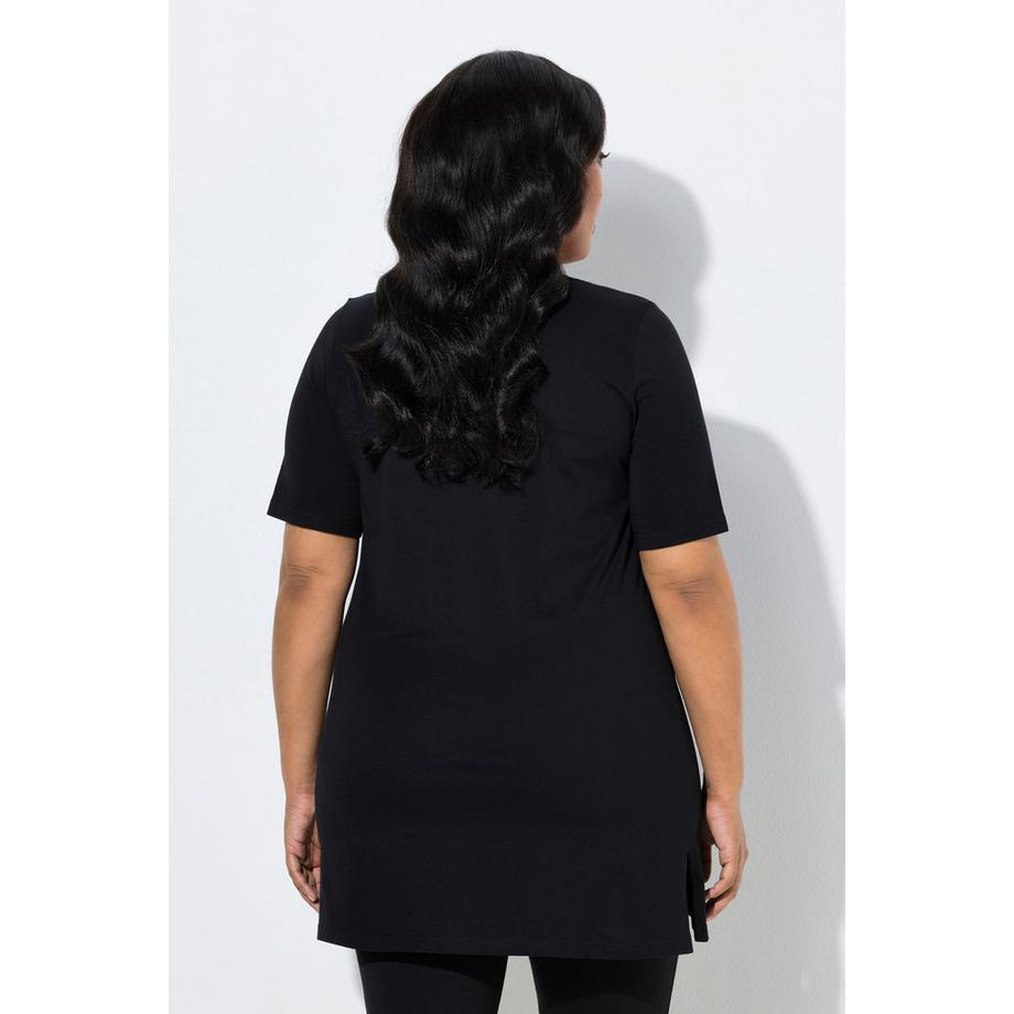 Ulla Popken Maglia lunga Taglio svasato Scollo a V Mezze maniche  