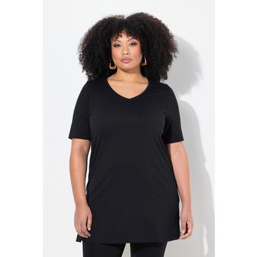 Maglia dal taglio lungo e svasato con scollo a V e mezze maniche