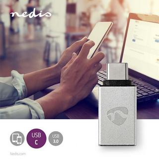 Nedis  USB-C™ Adapter | USB 3.2 Gen 1 | USB-C™ Stecker | USB-A Buchse | 5 Gbps | Rund | Vernickelt | Silber | Box mit abgedecktem Fenster 