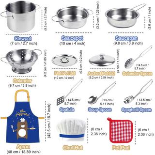 Activity-board  Accessoires de cuisine pour enfants en bois I jouet en bois accessoires de cuisine jeu casseroles set de cuisson acier inoxydable avec nourriture pour enfants 