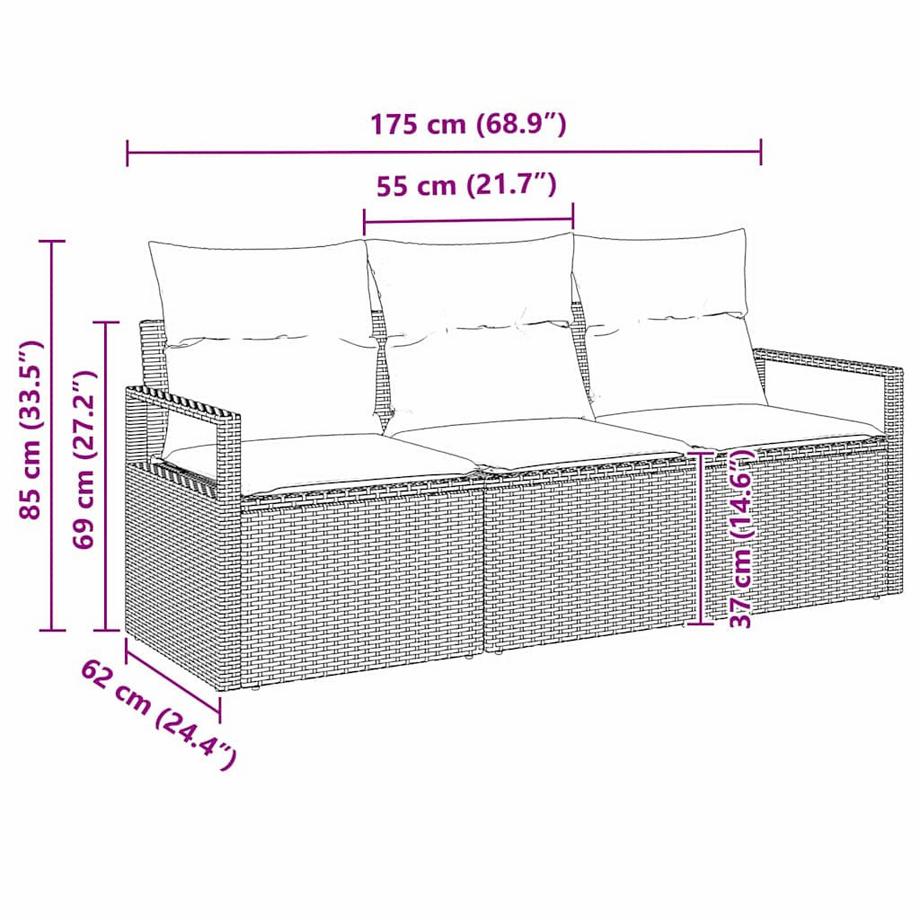 VidaXL Divano da giardino Polyrattan  