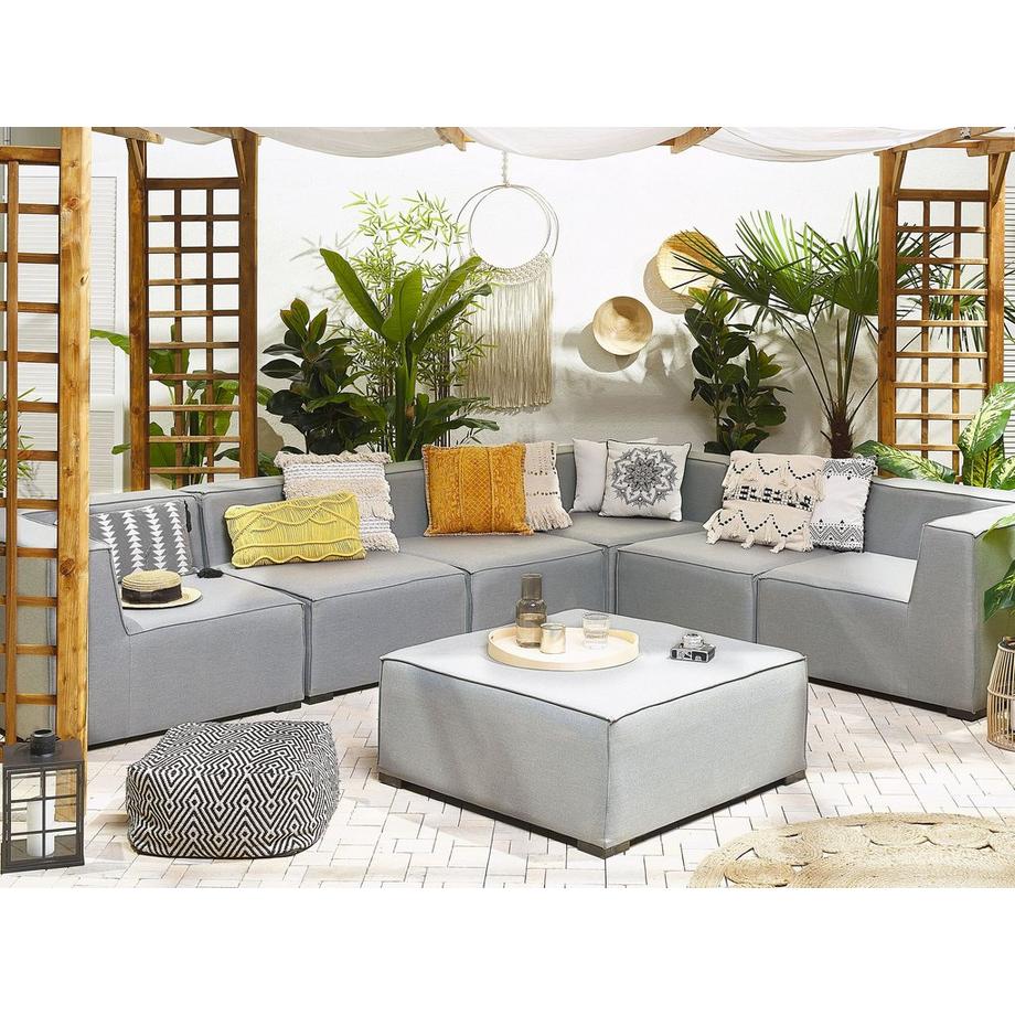 Beliani Ecksofa mit Ottomane aus Polyester Modern AREZZO  