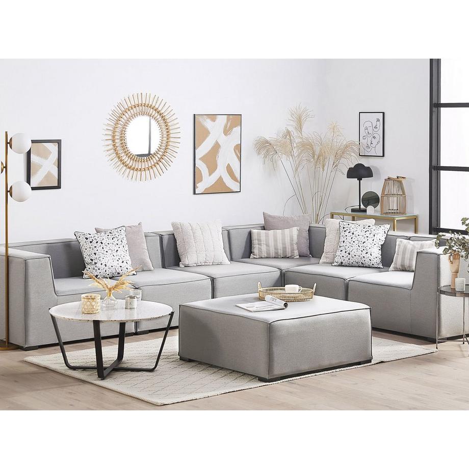 Beliani Ecksofa mit Ottomane aus Polyester Modern AREZZO  