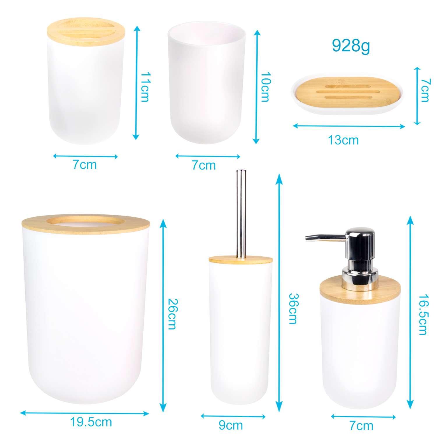 Intirilife Badezimmer Zubehör Set aus Bambus und Kunststoff  