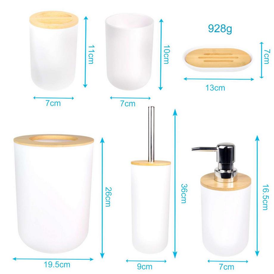 Intirilife Badezimmer Zubehör Set aus Bambus und Kunststoff  