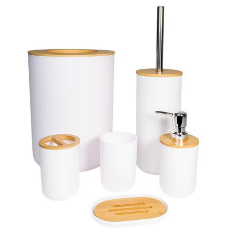 Intirilife Badezimmer Zubehör Set aus Bambus und Kunststoff  