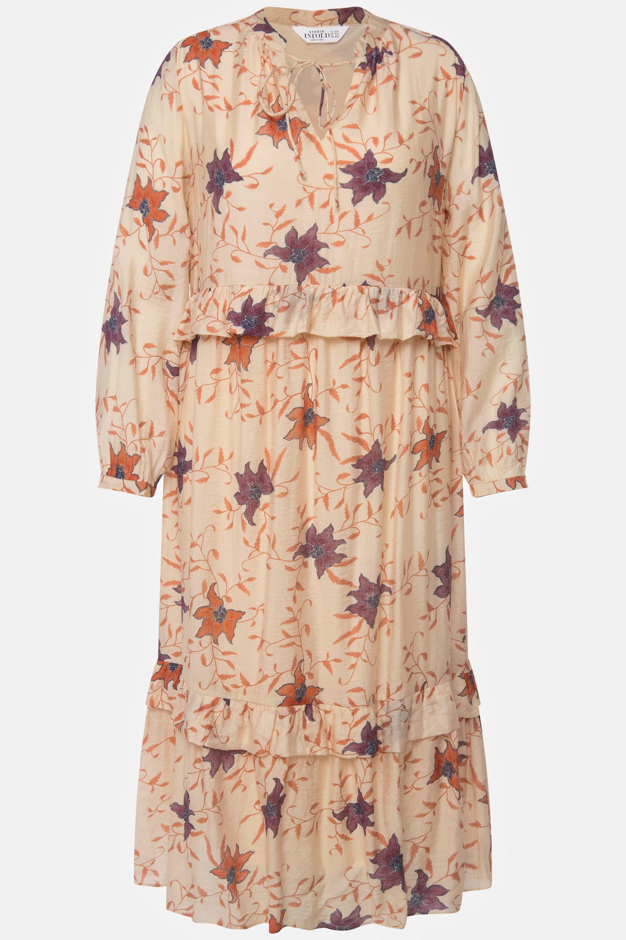 Studio Untold Robe Maxi Ligne A Imprimé Floral Volants Col Tunique Manches Longues  