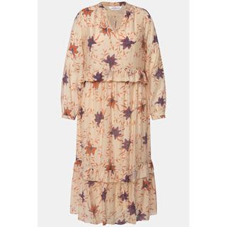 Studio Untold Robe Maxi Ligne A Imprimé Floral Volants Col Tunique Manches Longues  