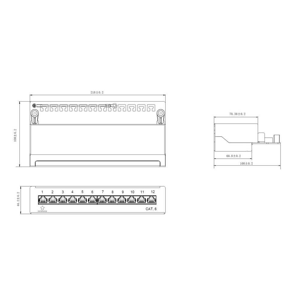 Renkforce  12 Porte Patchbox di rete  CAT 6 1 U 