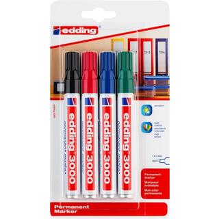 Edding EDDING Permanent Marker 3000 1.5-3mm, 4 Farben ass.  