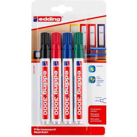 Edding EDDING Permanent Marker 3000 1.5-3mm, 4 Farben ass.  