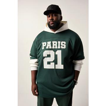 T-shirt en mesh STHUGE, coupe oversize à manches courtes, imprimé football américain - jusqu'au 8 XL
