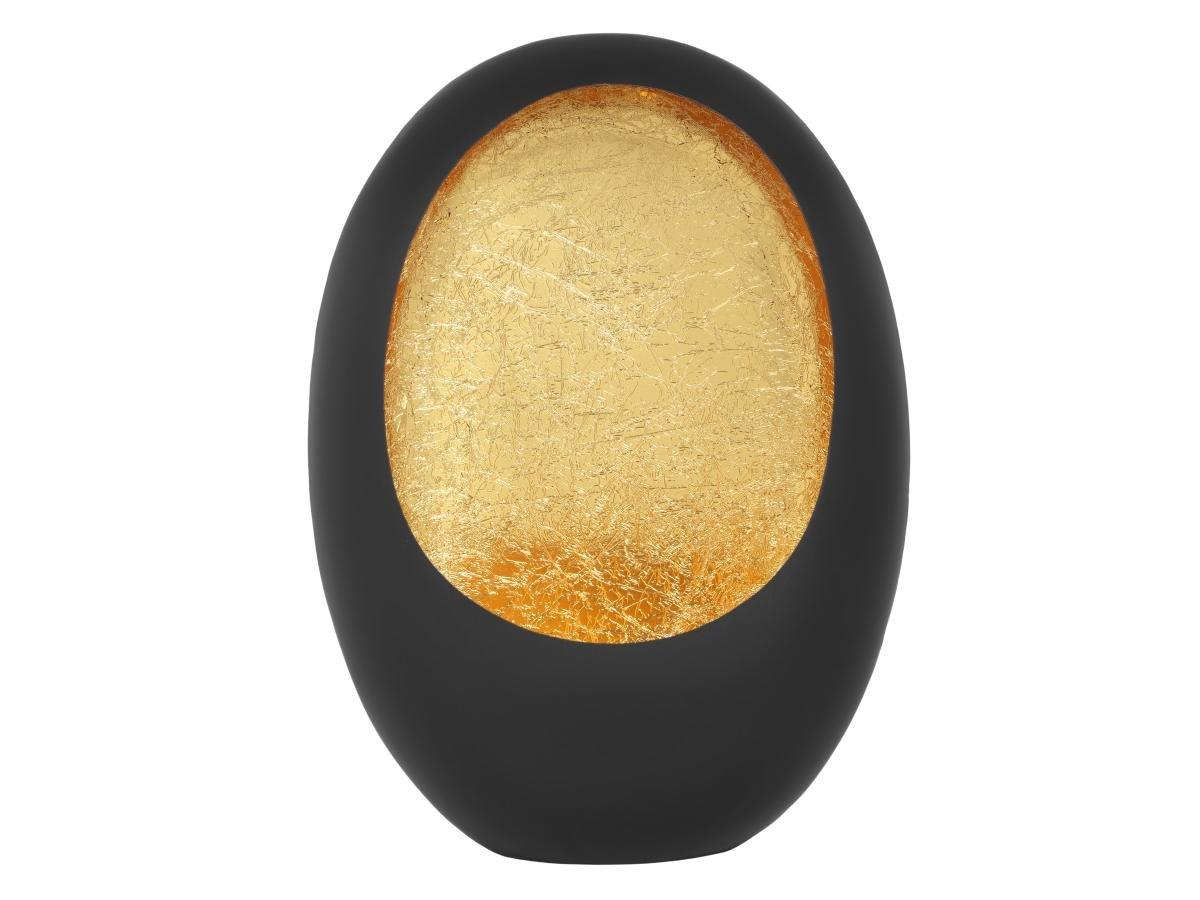 Portacandele Home Set In Porcellana Nero/Oro - Con Vassoio Legno - Decorazione Tavolo Stile Campagna Arredamento Casa Elegante