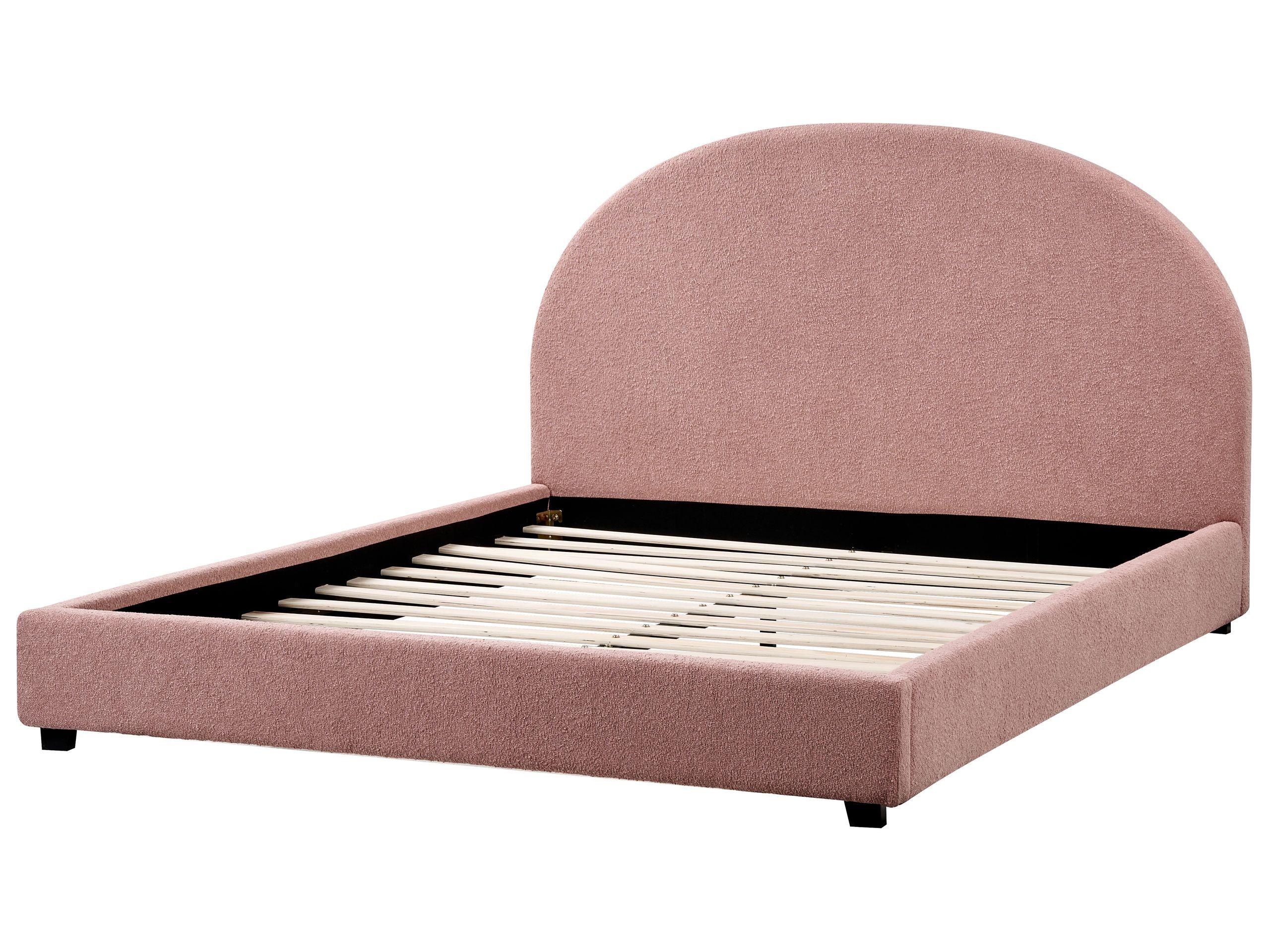 Beliani Lit avec sommier en Bouclé Rétro VAUCLUSE  