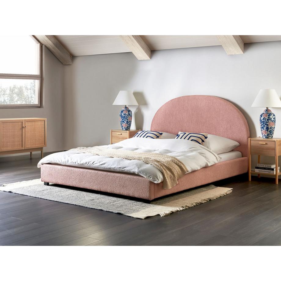 Beliani Bett mit Lattenrost aus Bouclé Retro VAUCLUSE  