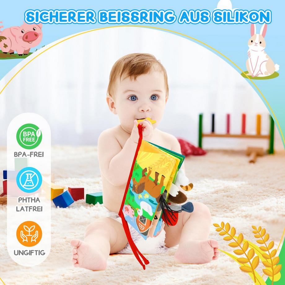 Activity-board  Babybuch Knisterbuch Stoffbuch Fühlbuch Baby 
