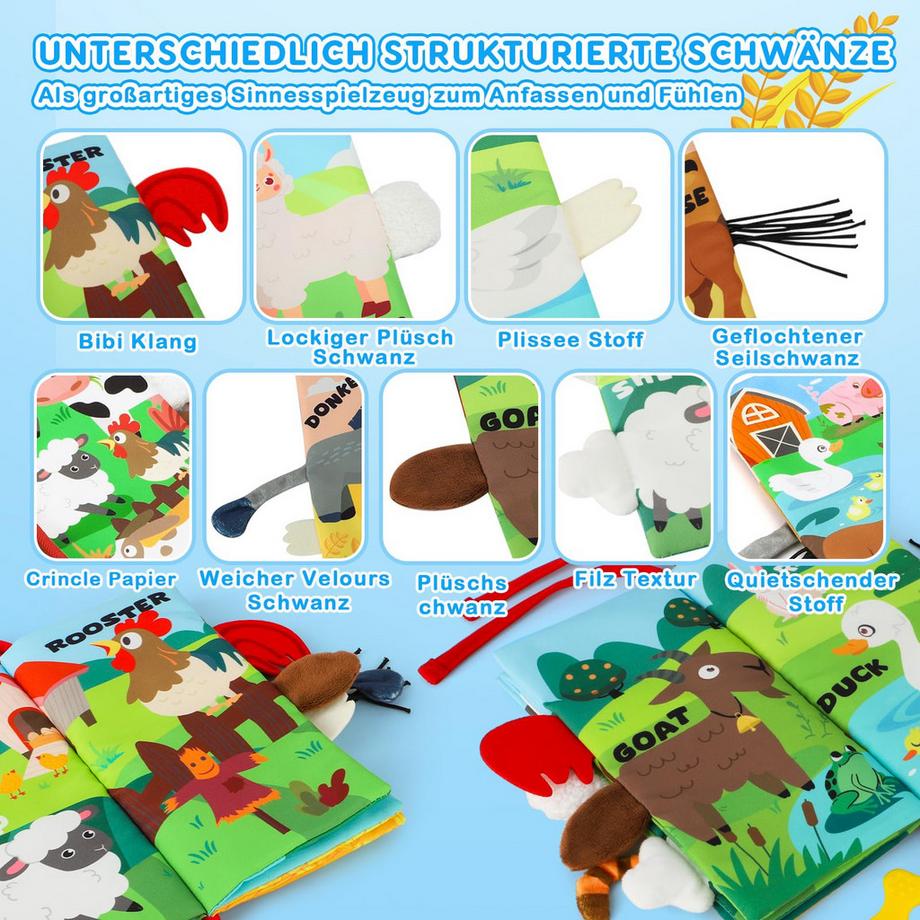 Activity-board  Babybuch Knisterbuch Stoffbuch Fühlbuch Baby 