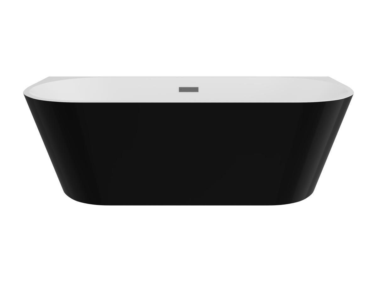 Vente-unique Baignoire semi îlot - 255L - 180 x 75 x 58 cm - Noir brillant - Acrylique - DIVINA  
