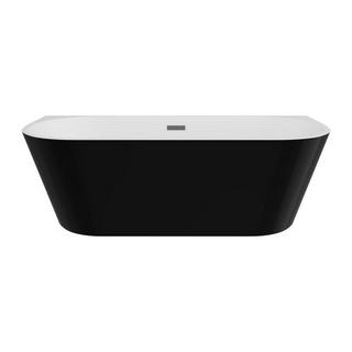 Vente-unique Baignoire semi îlot - 255L - 180 x 75 x 58 cm - Noir brillant - Acrylique - DIVINA  