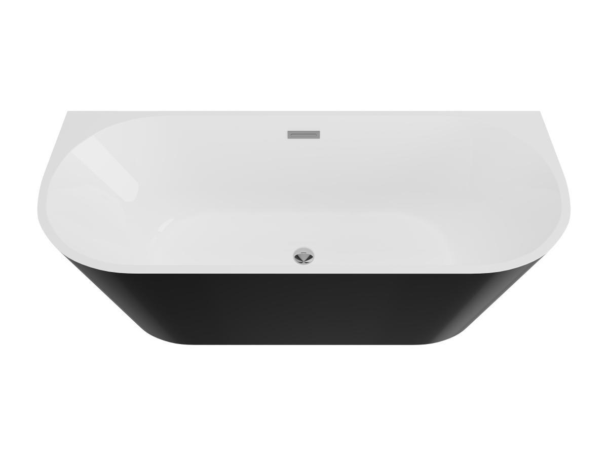 Vente-unique Baignoire semi îlot - 255L - 180 x 75 x 58 cm - Noir brillant - Acrylique - DIVINA  