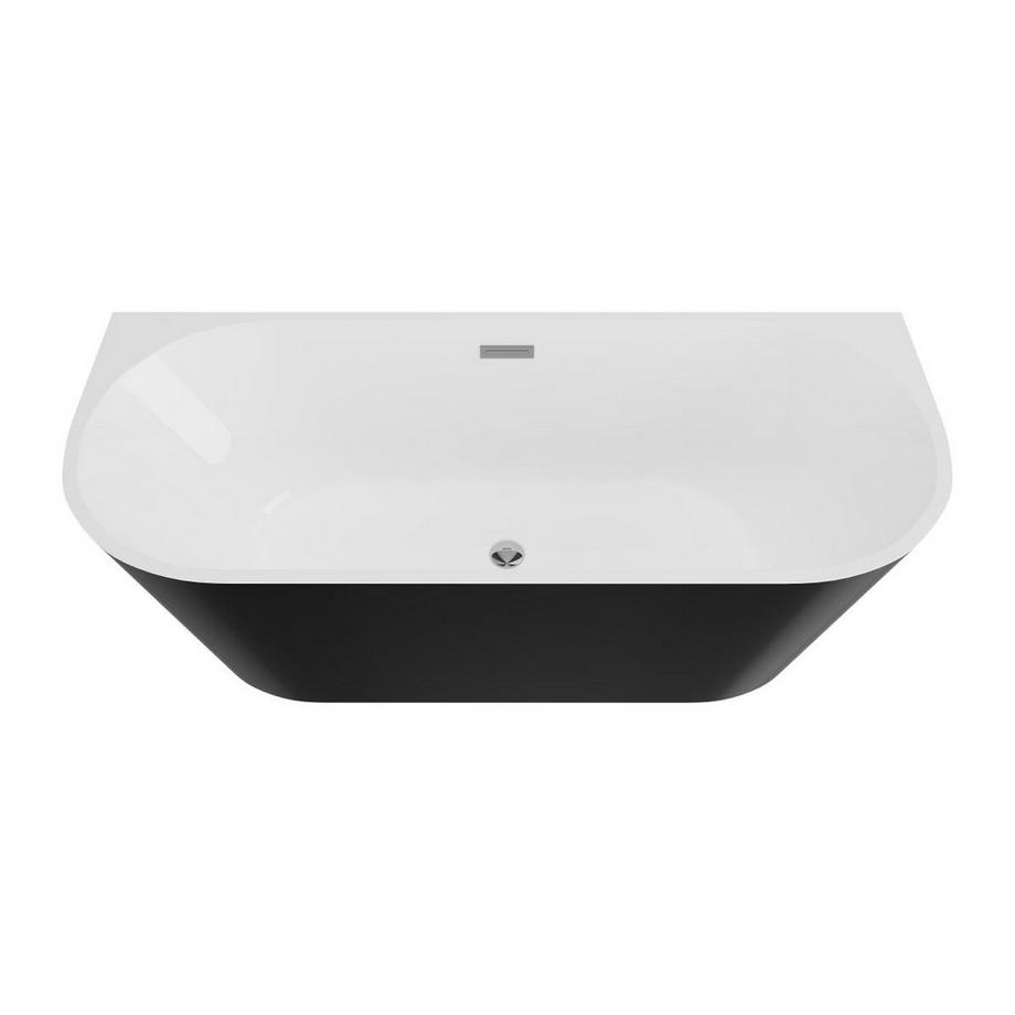 Vente-unique Halb freistehende Badewanne - 255 L - 180 x 75 x 58 cm - Schwarz glänzend - Acryl - DIVINA  