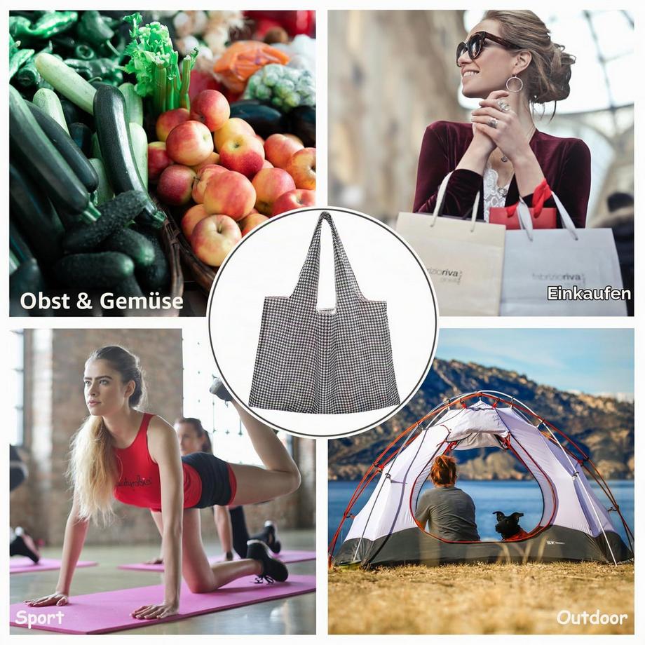 Only-bags.store Faltbare grosse wiederverwendbare Einkaufstasche  