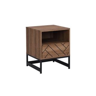 Vente-unique  Table de chevet 1 tiroir et 1 niche - MDF et Acier - Coloris : Naturel et noir - CARATANA 