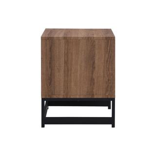 Vente-unique  Table de chevet 1 tiroir et 1 niche - MDF et Acier - Coloris : Naturel et noir - CARATANA 