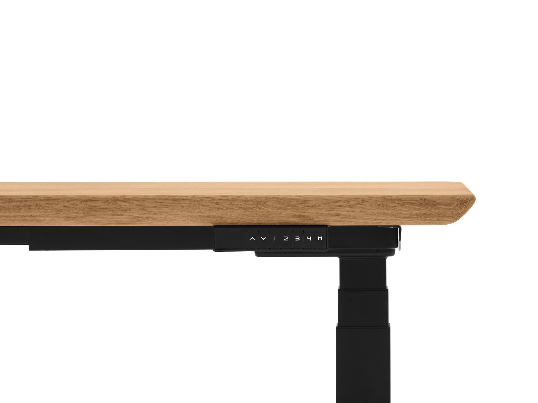 Oakywood Standing Desk Holztisch mit Höhenverstellung - aus Massivholz - Eiche / 160x80 / Schwarz  