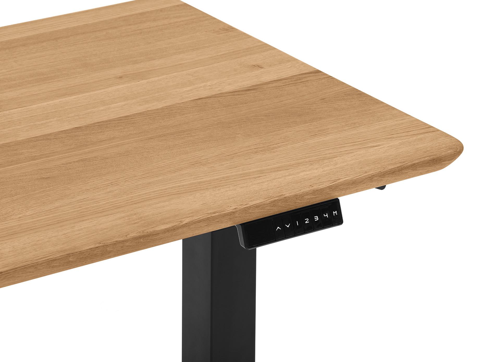 Oakywood Standing Desk Holztisch mit Höhenverstellung - aus Massivholz - Eiche / 160x80 / Schwarz  