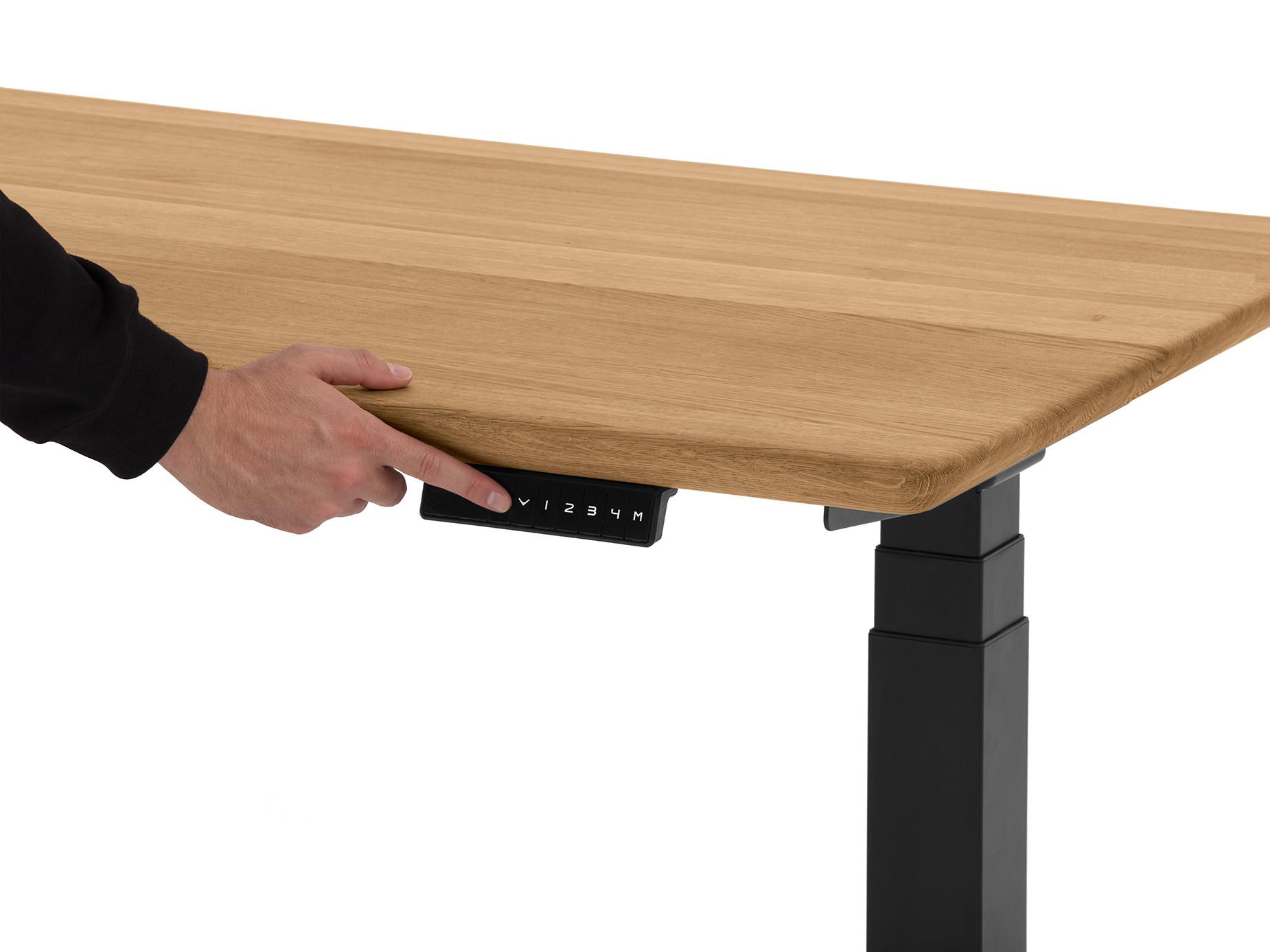 Oakywood Standing Desk Holztisch mit Höhenverstellung - aus Massivholz - Eiche / 160x80 / Schwarz  