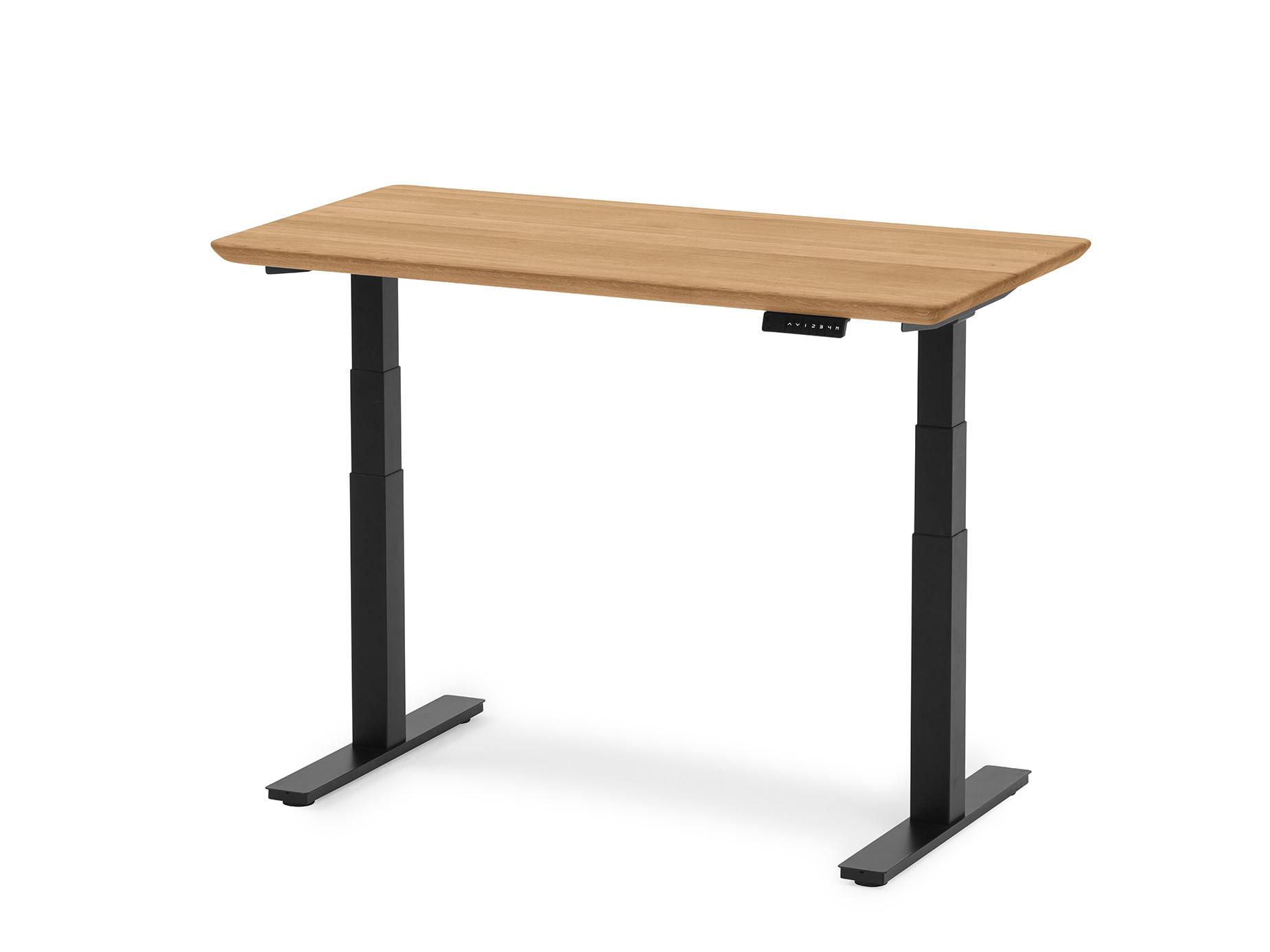 Oakywood Standing Desk Holztisch mit Höhenverstellung - aus Massivholz - Eiche / 160x80 / Schwarz  