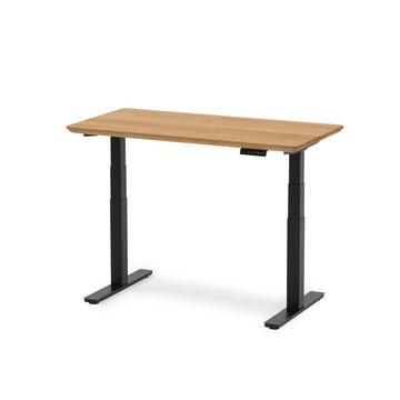 Standing Desk Holztisch mit Höhenverstellung - aus Massivholz - Eiche / 160x80 / Schwarz