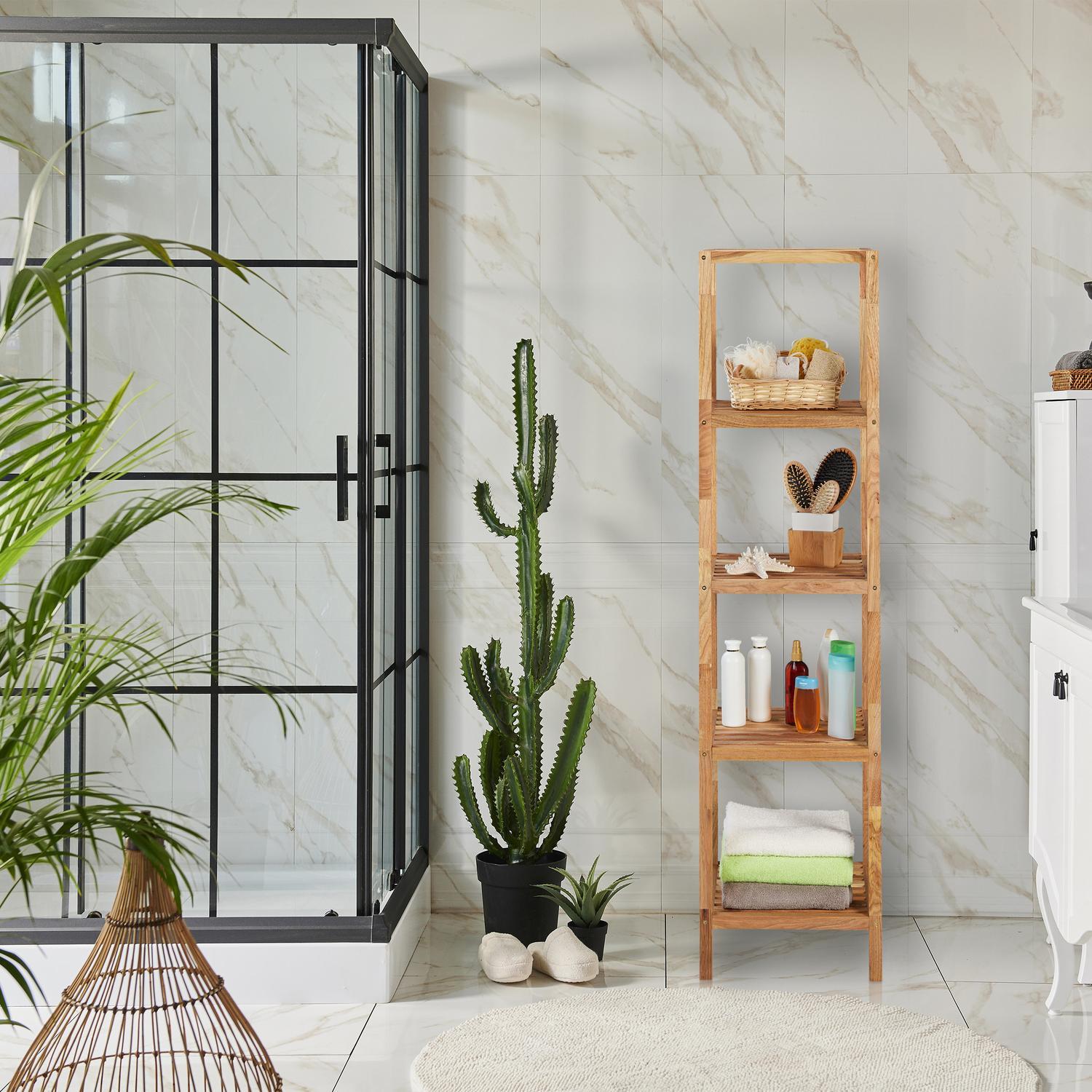 B2X Badezimmerregal in Nussbaum mit 5 Ablagen  