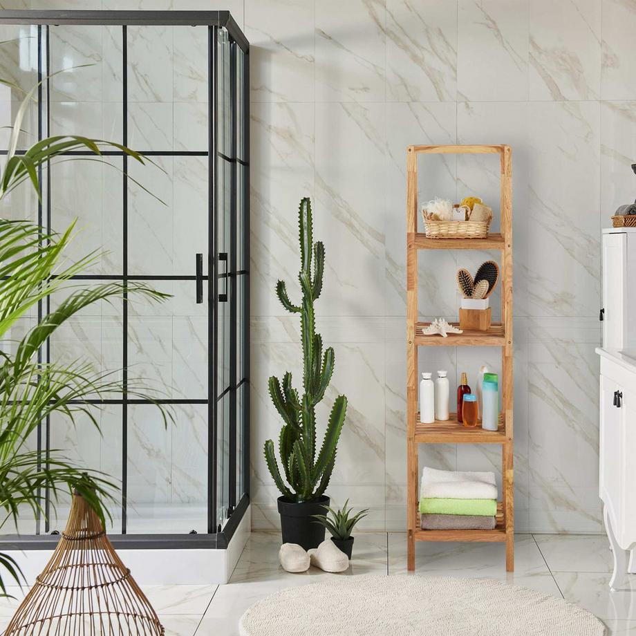 B2X Badezimmerregal in Nussbaum mit 5 Ablagen  