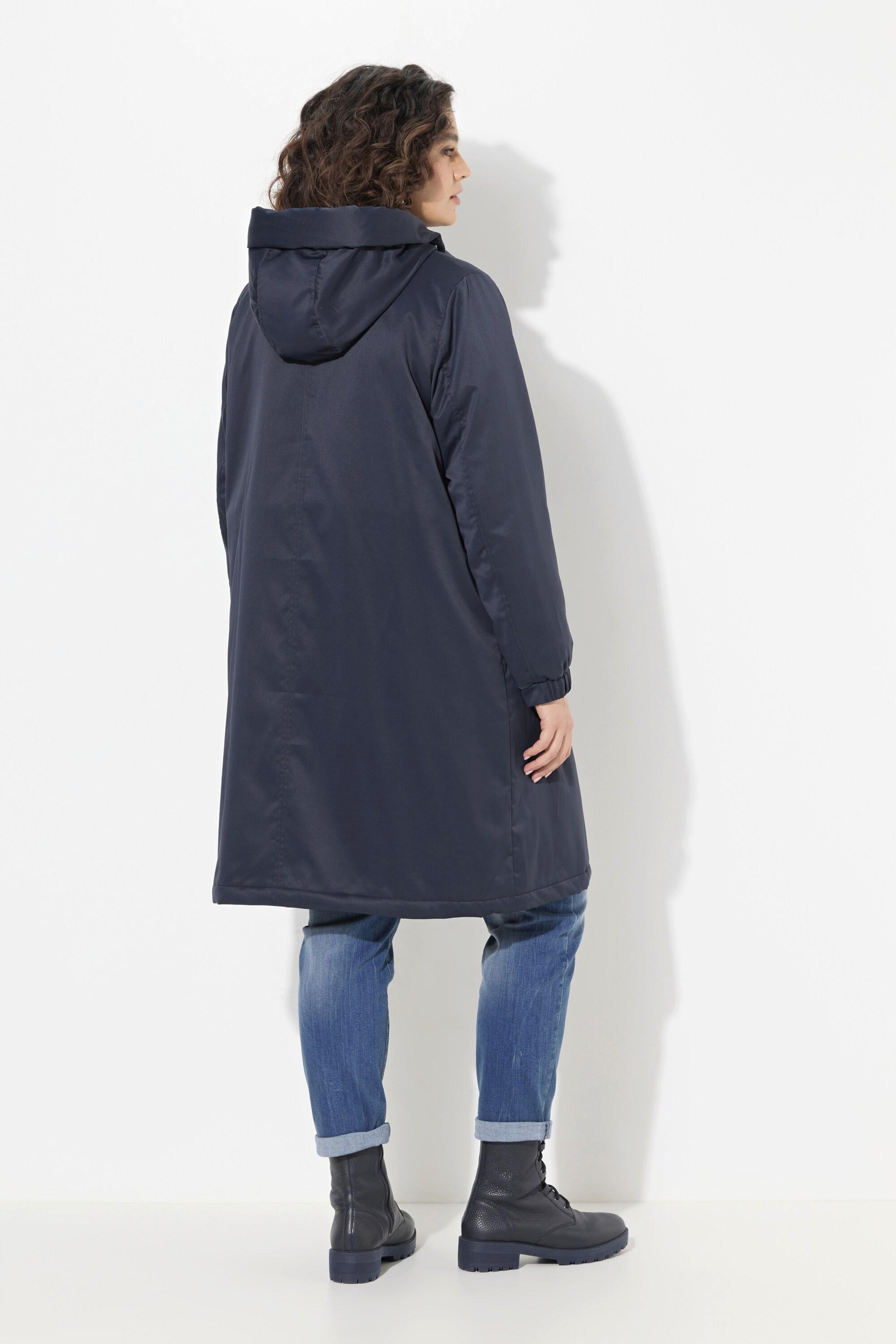 Ulla Popken Manteau Cargo avec Capuche en Fausse Fourrure et Poches Zippées  