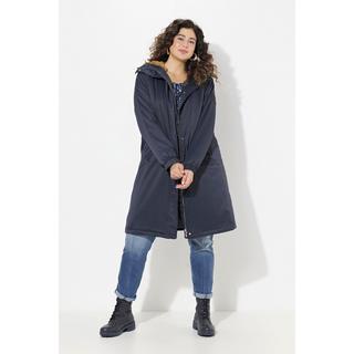 Ulla Popken Manteau Cargo avec Capuche en Fausse Fourrure et Poches Zippées  