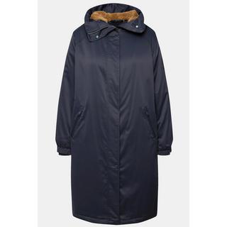 Ulla Popken Manteau Cargo avec Capuche en Fausse Fourrure et Poches Zippées  