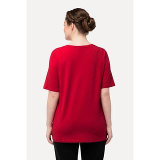 Ulla Popken  T-shirt classica con design in tradizionale stile Tracht, scollo a V e mezze maniche 