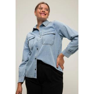 Studio Untold  Camicia di jeans dal taglio ampio con applicazioni sul collo e maniche lunghe 