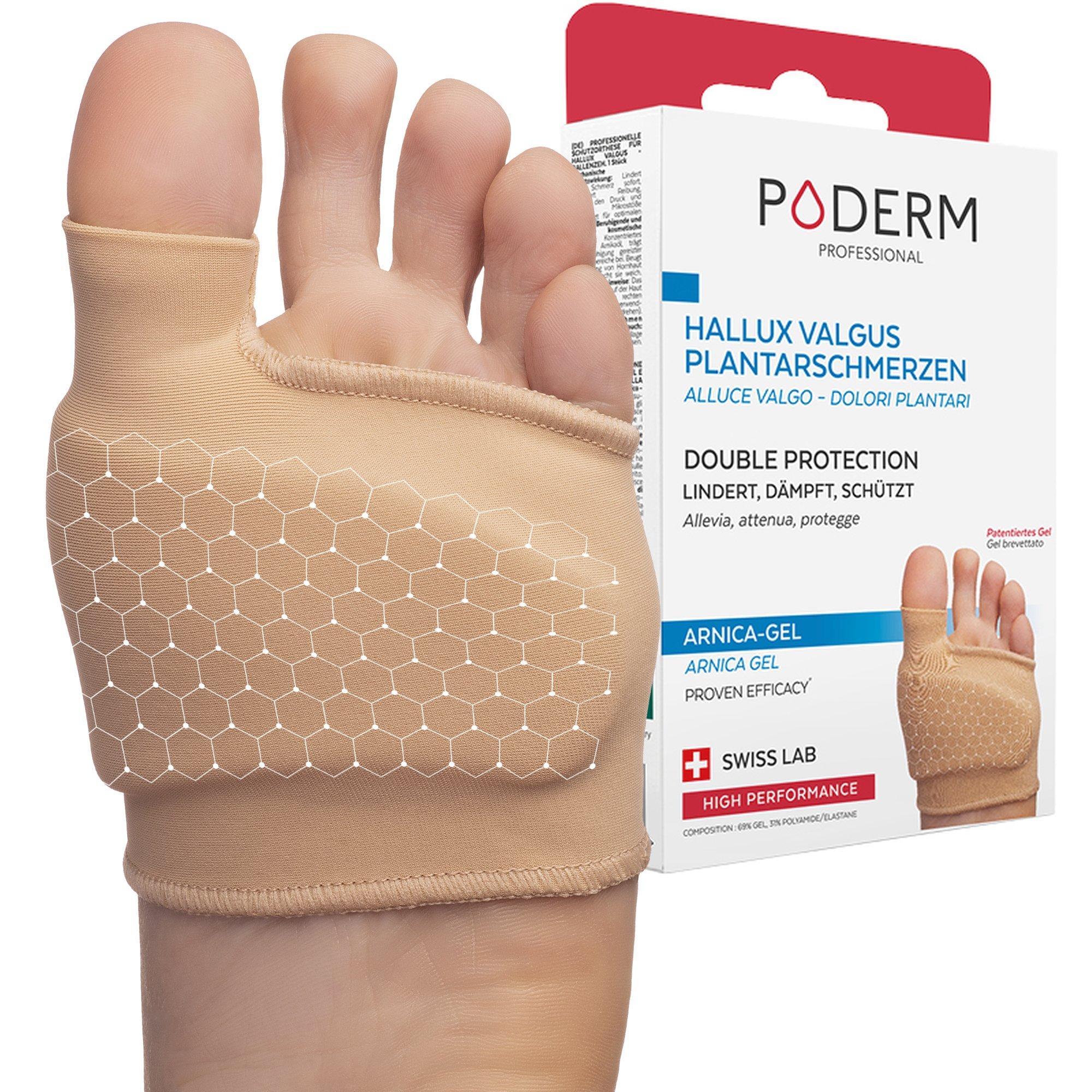 PODERM  Hallux valgus & Plantarschmerzen Doppelter Schutz - Größe L - Von Podologen empfohlen - 100 % natürlich und vegan - Swiss Made 