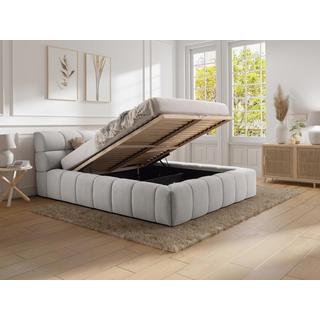 PASCAL MORABITO Lit coffre 160 x 200 cm - Tissu - Gris clair + Matelas - FORVIK de Pascal Morabito  