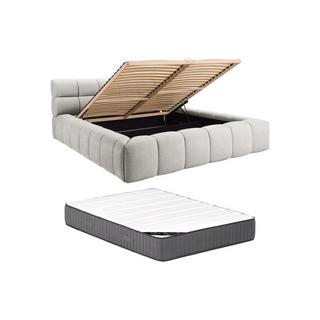 PASCAL MORABITO Lit coffre 160 x 200 cm - Tissu - Gris clair + Matelas - FORVIK de Pascal Morabito  