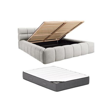 PASCAL MORABITO Lit coffre 160 x 200 cm - Tissu - Gris clair + Matelas - FORVIK de Pascal Morabito  